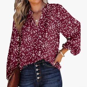 Women's Burgundy Polka Dot Blouse